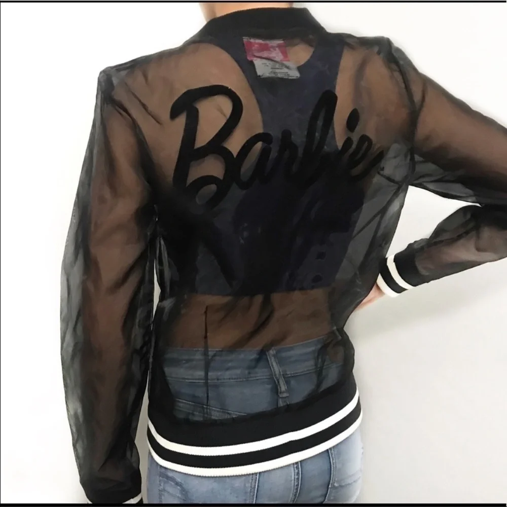 Forever 21 organza Barbie see through bomber jacket black size S